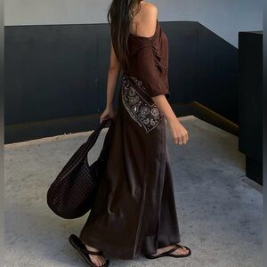 NA-KD Brown Satin Midi Skirt EU 40